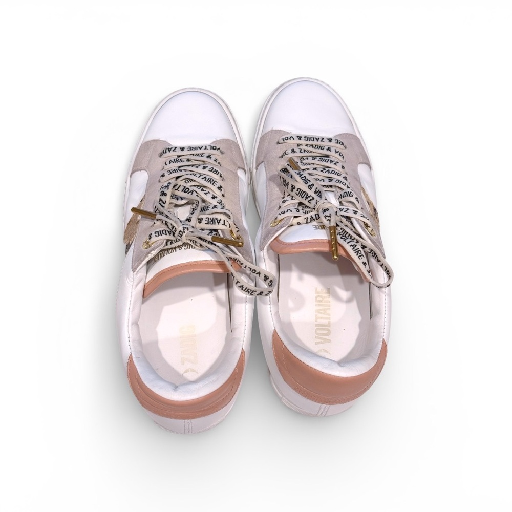 Zadig & Voltaire White and Gold Accent Sneakers - Picture 6 of 15